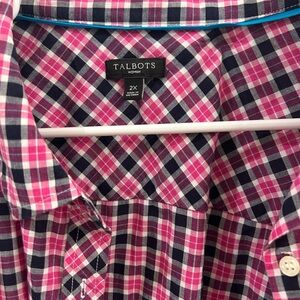 Talbots Pink and Black Plaid Shirt